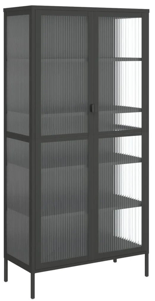 fekete üveg és acél magasszekrény 85 x 40 x 180 cm