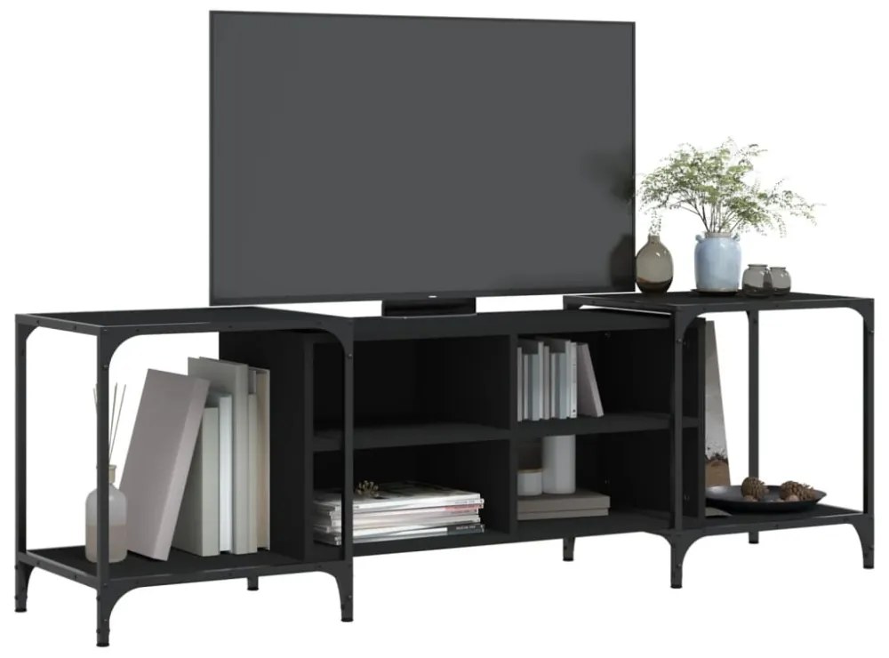 fekete szerelt fa TV-szekrény 153 x 37 x 50 cm