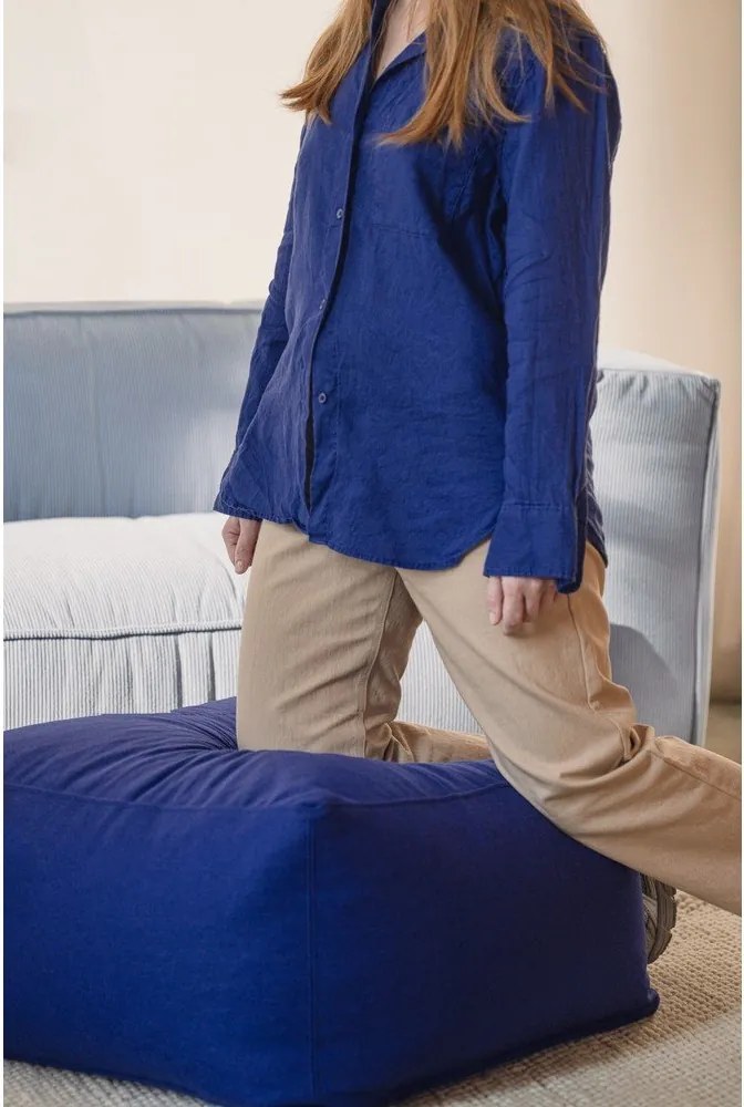 Kék gyapjú puff Keno – noo.ma