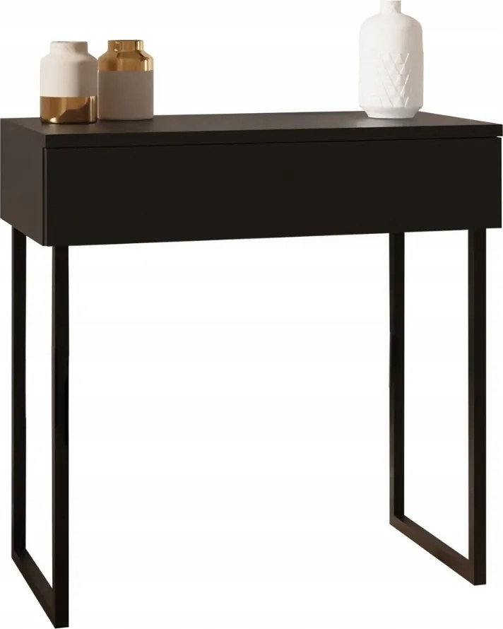 Öltözőasztal, lábas komód alsó fogantyúval, fekete, 70 cm széles