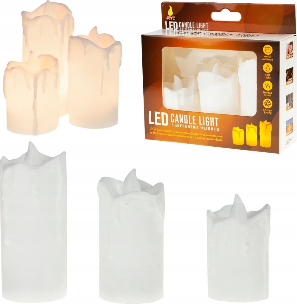 Led Gyertyák Gyertya Szett 3DB-OS Mécsestartó Utántöltő Viasz