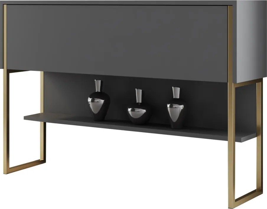 Komód, arany-antracit, 120 cm