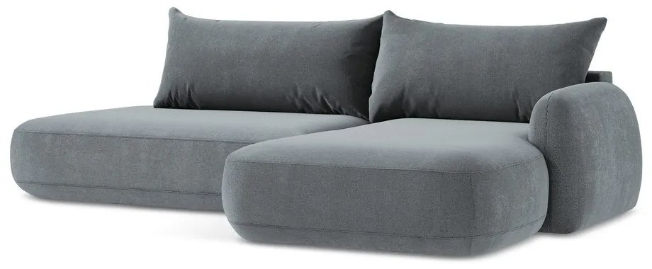 Szürkéskék kinyitható sarokkanapé (jobb oldali-heverő résszel) Hale – Makamii