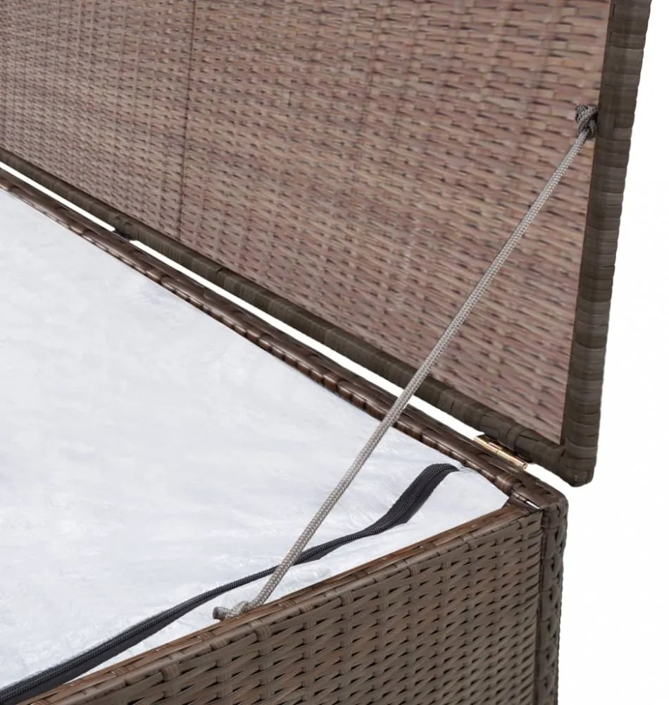 barna polyrattan kerti tárolóláda 120 x 50 x 60 cm