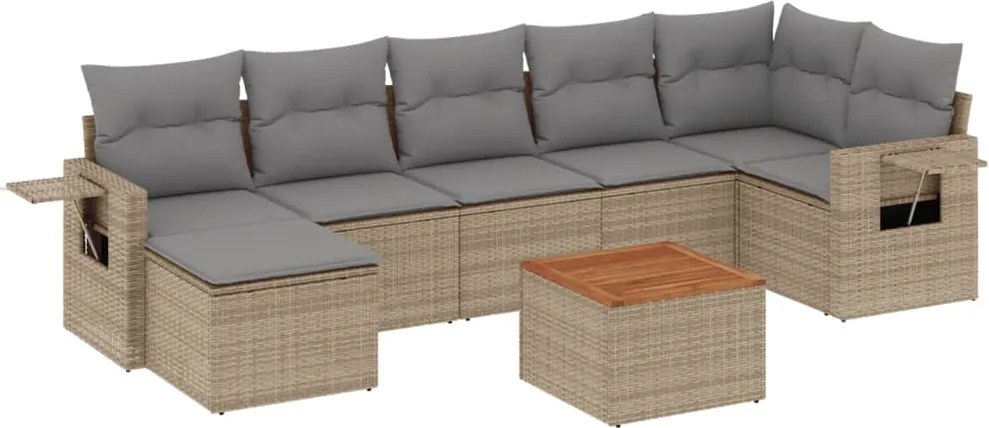 vidaXL 8 részes vegyes bézs polyrattan kerti ülőgarnitúra párnákkal