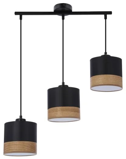 Csillár zsinóron PORTO 3xE27/60W/230V fekete/barna