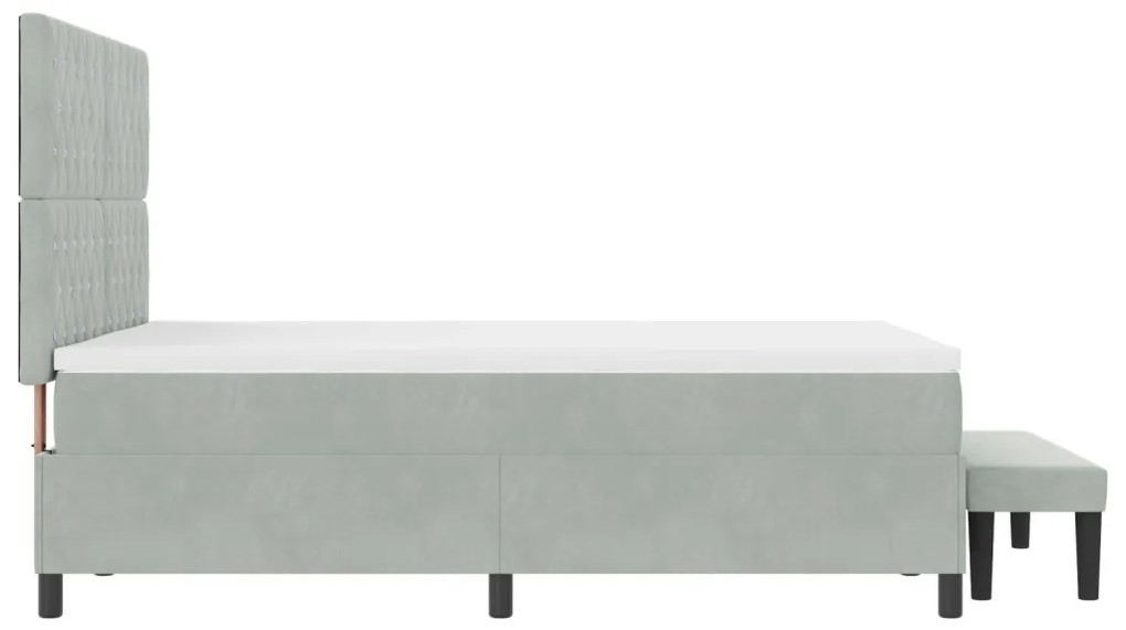Box Spring Ágy Matraccal és Paddal Világosszürke 140x190 cm Bársony