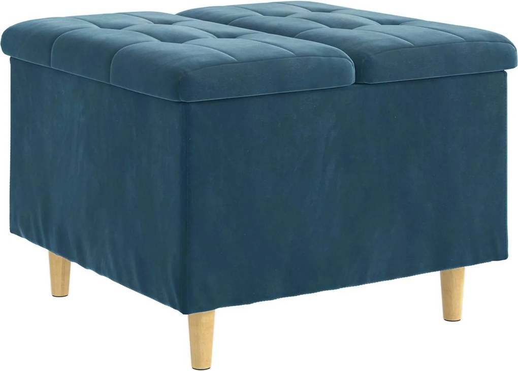 vidaXL Tároló oszmán párnával Kék 60 x 60 x 45 cm Bársony