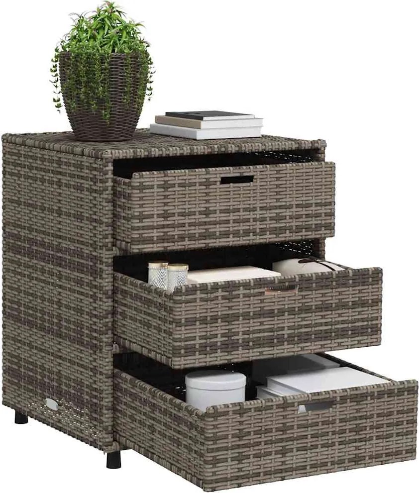 vidaXL szürke polyrattan kerti tárolószekrény 55 x 59 x 69 cm