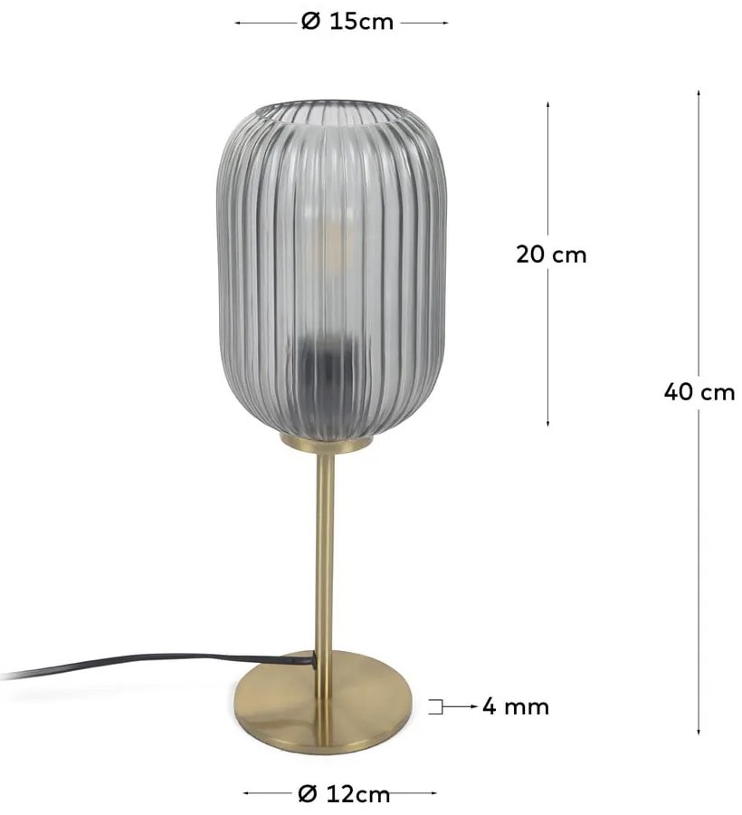 Aranyszínű asztali lámpa üveg búrával (magasság 40 cm) Hestia – Kave Home