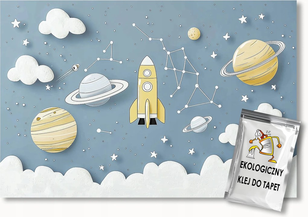 Fotótapéta Flizelina Gyerekek Kozmosz Bolygók Csillagok Rakéta 200x140 ragasztó