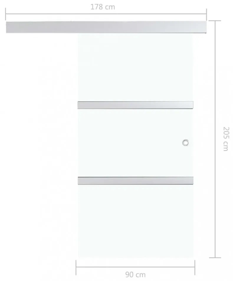 ezüstszínű ESG üveg és alumínium tolóajtó 90 x 212 cm