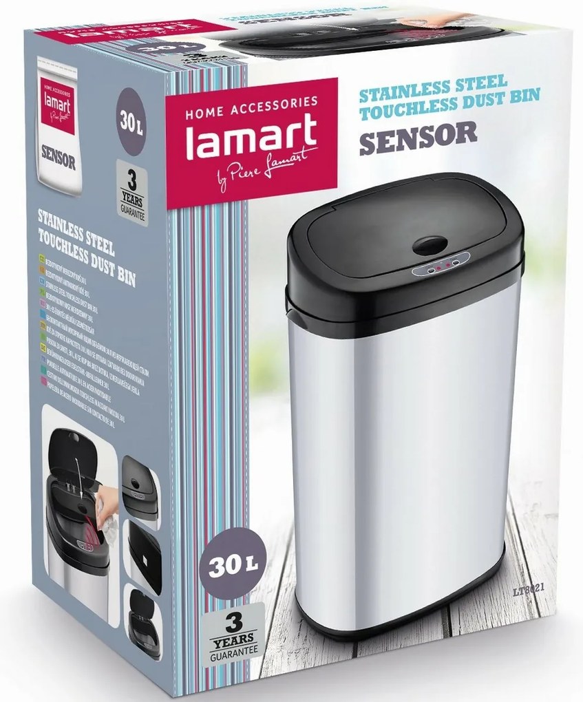 Lamart Sensor LT8021 érintés nélküli szemeteskosár, 30 l, 30 l