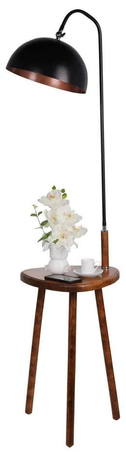 Fekete-barna állólámpa polccal fém búrával (magasság 160 cm) Table – Opviq lights