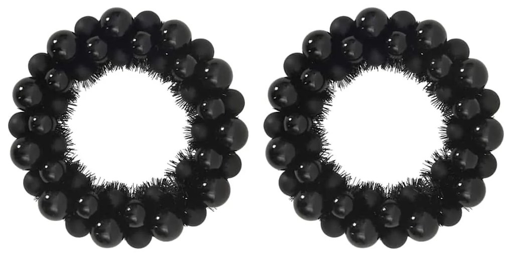 Karácsonyi labda koszorúk 2 pcs Fekete 33 x 33 x 7 cm