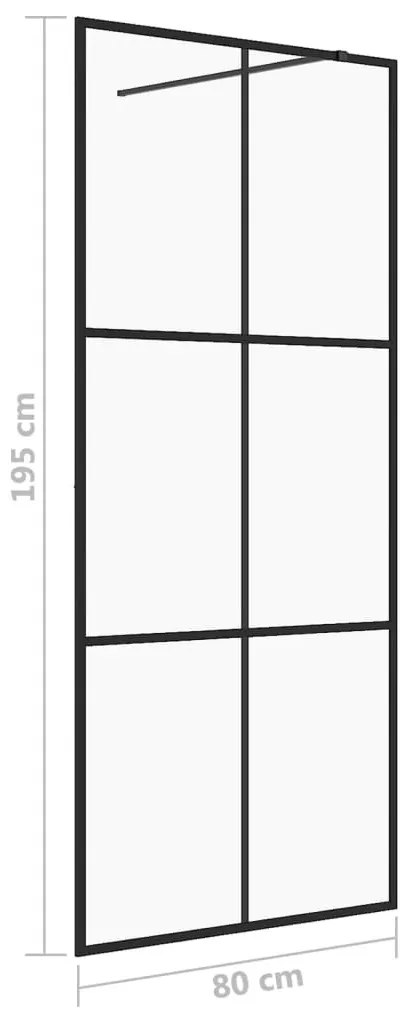 Fekete zuhanyfal átlátszó ESG üveggel 80 x 195 cm