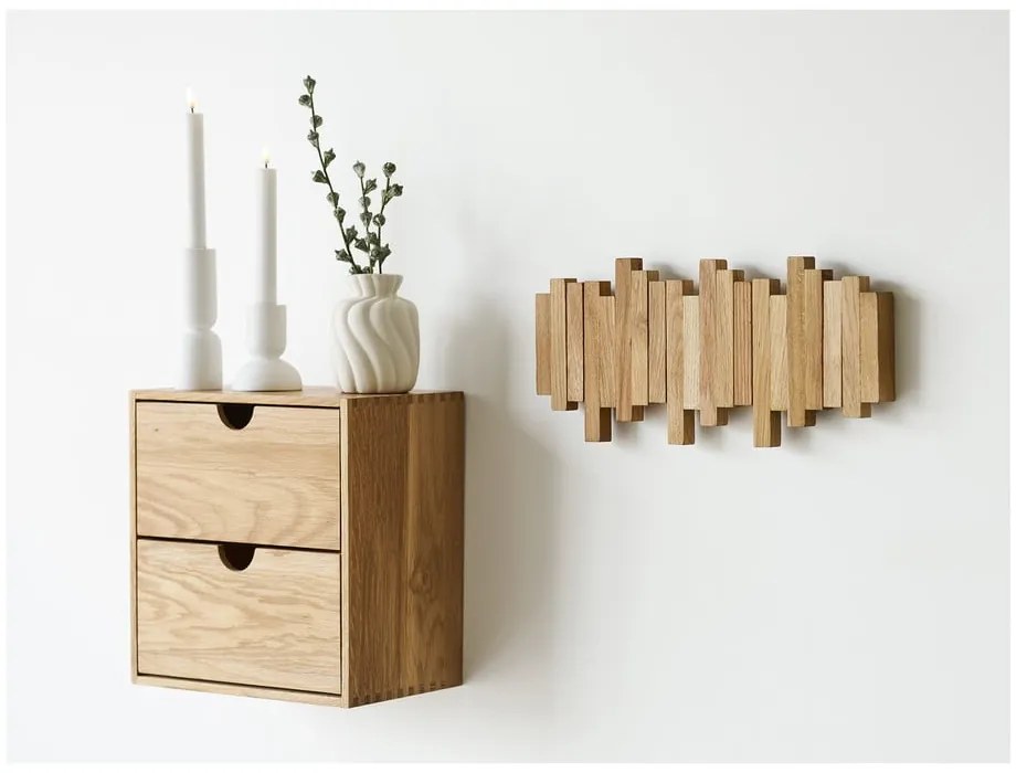Natúr színű tölgyfa fali fogas 3 cm Caltra – House Nordic