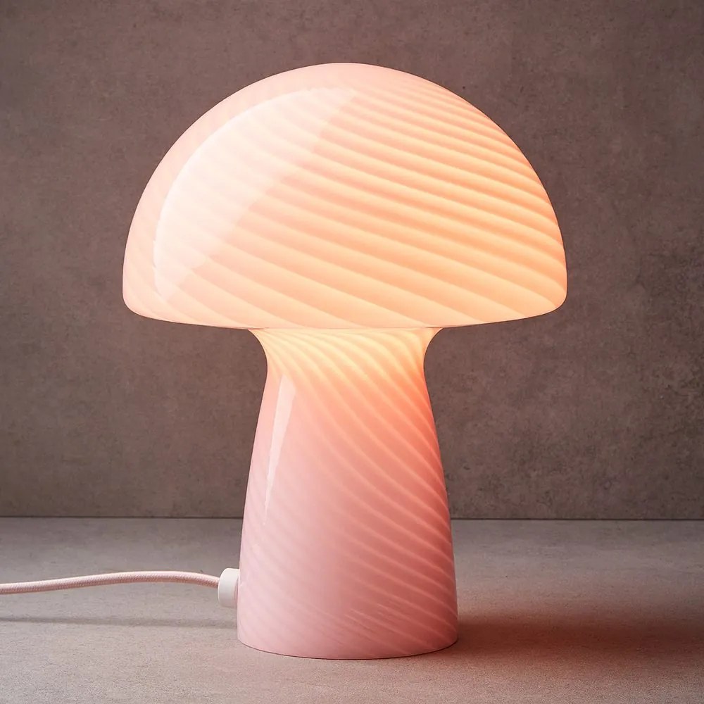 FUNGI TOWN üveg asztali lámpa, rózsaszín