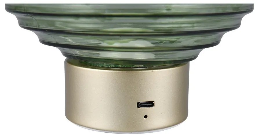 Zöld-aranyszínű LED dimmelhető asztali lámpa üveg búrával (magasság 14,5 cm) Earl – Trio