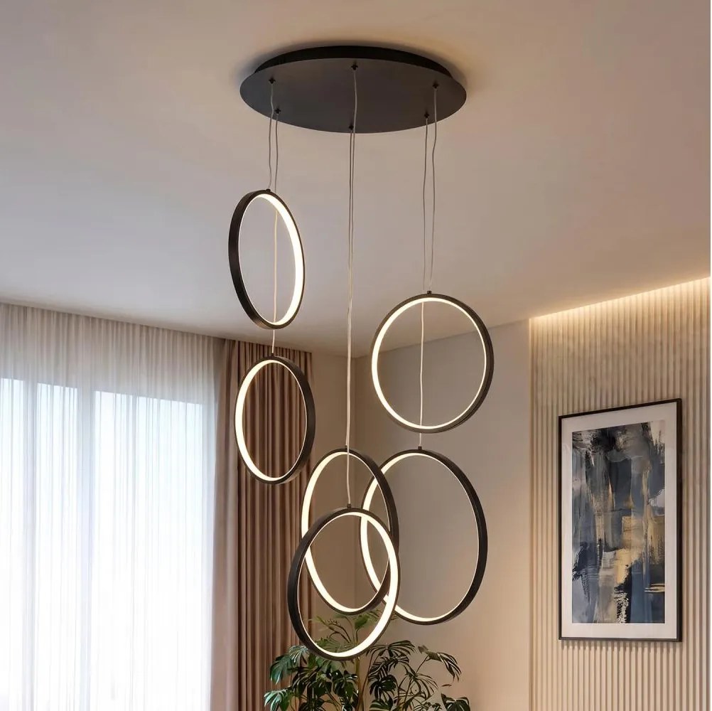 Brilagi - ECHO LED függeszték kábelen, 80 W, 230 V, 4000 K, átm. 50 cm, fekete