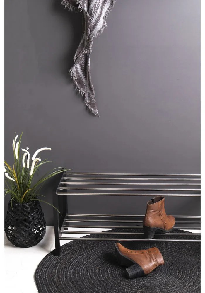 Padova cipőtartó fekete fa, 2 polc in steel 78x34 cm