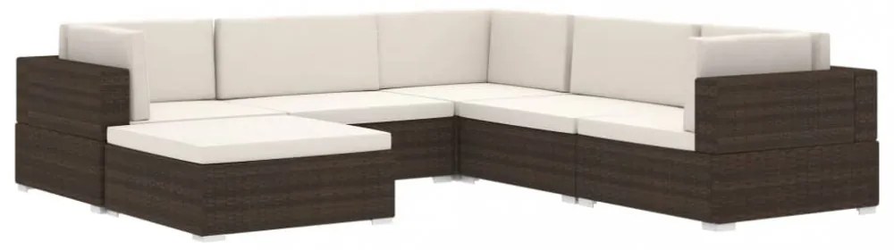 1 db barna polyrattan moduláris középső kanapé párnákkal