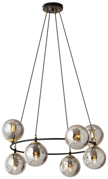 Csillár zsinóron AZURA 8xE14/10W/230V fekete/szürke