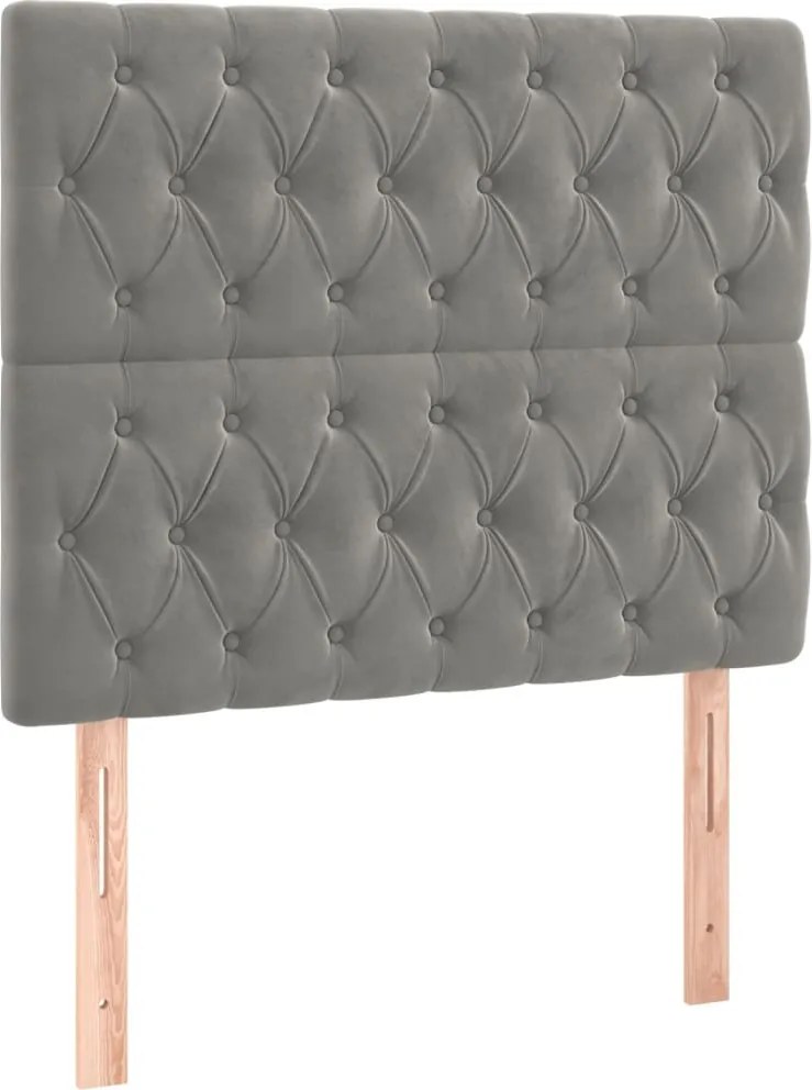 világosszürke bársony fejtámla 90x7x118/128 cm