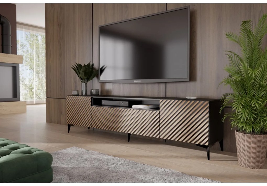 TV asztal RTV Sento Craft tölgy-fekete 180 cm