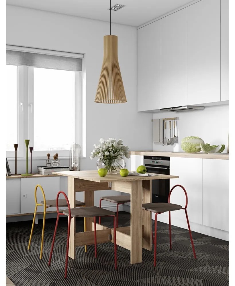 Bővíthető étkezőasztal tölgyfa dekorral 76x28 cm Papillon – TemaHome