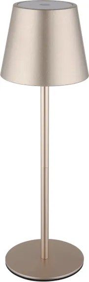 Globo 58488CH-LED VANNIE érintéses, dimmelhető, újratölthető kültéri asztali lámpa, 3W/5V, IP54, 1800mAh, sárgaréz