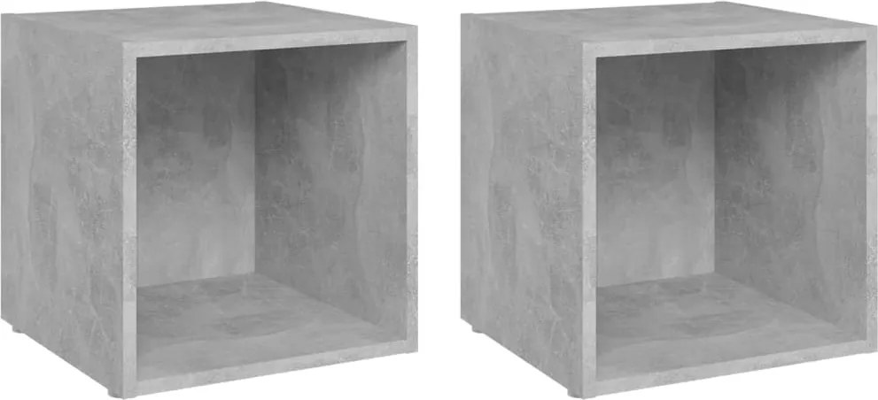 vidaXL 2 db betonszürke szerelt fa TV-szekrény 37 x 35 x 37 cm