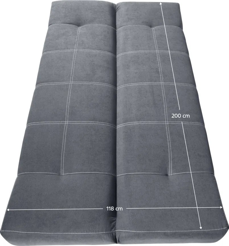 Kinyitható heverő, szürke, GINY