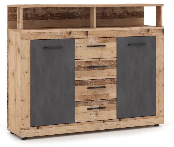 Komód 2 ajtóval és 4 fiókkal Old Style Light / Matera színkombinációban – LUNA MIDI B