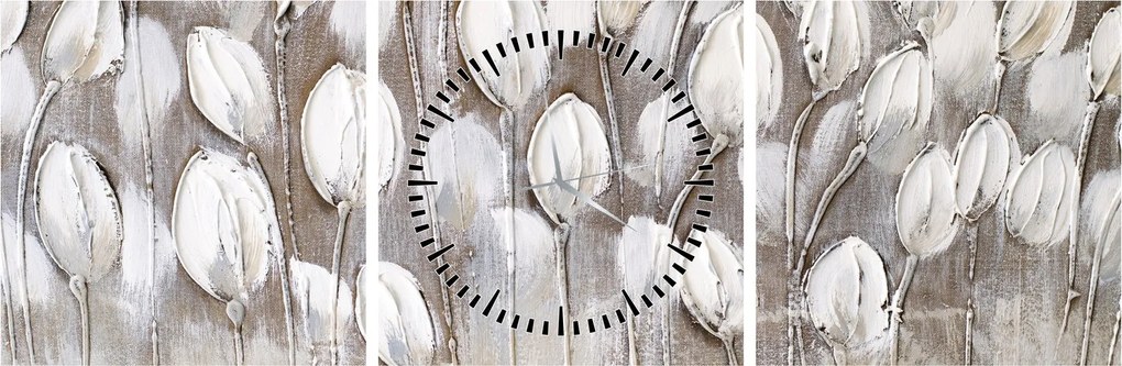 Kép - Strukturált tulipánok (órával) (90x30 cm)
