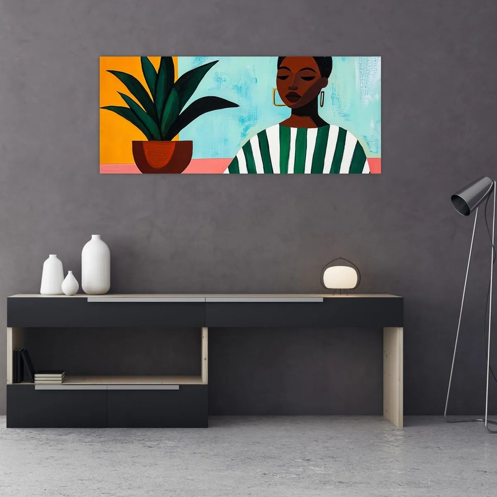 Kép - Nő virággal (120x50 cm)