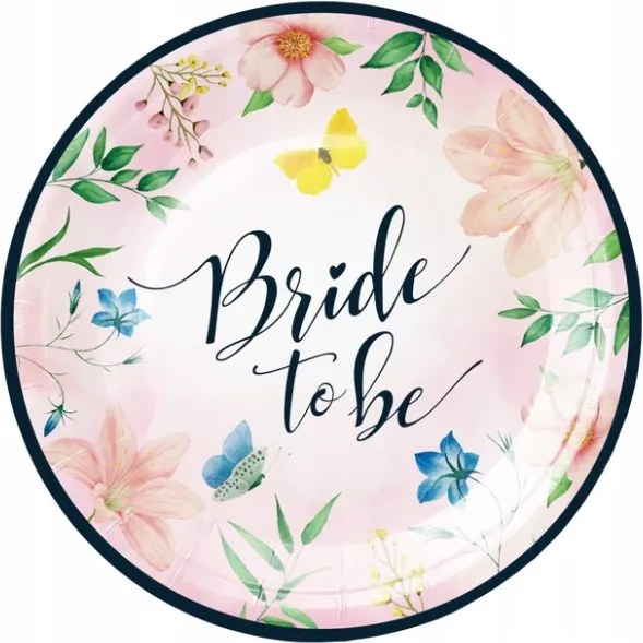 Lánybúcsú Tányérok Virágos Bride To Be 6 db 18 cm