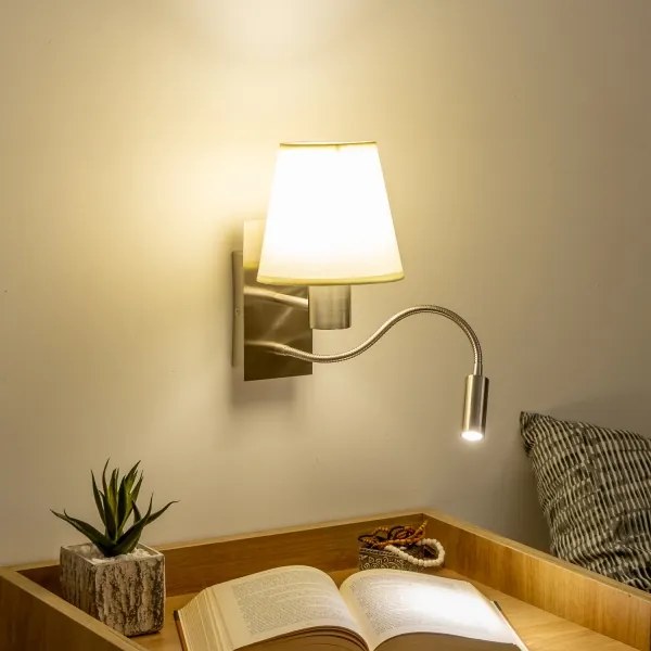 Brilagi -LED Rugalmas fali lámpa NUBILA 1xE27/25W/230V+LED/3W matt króm/krémes