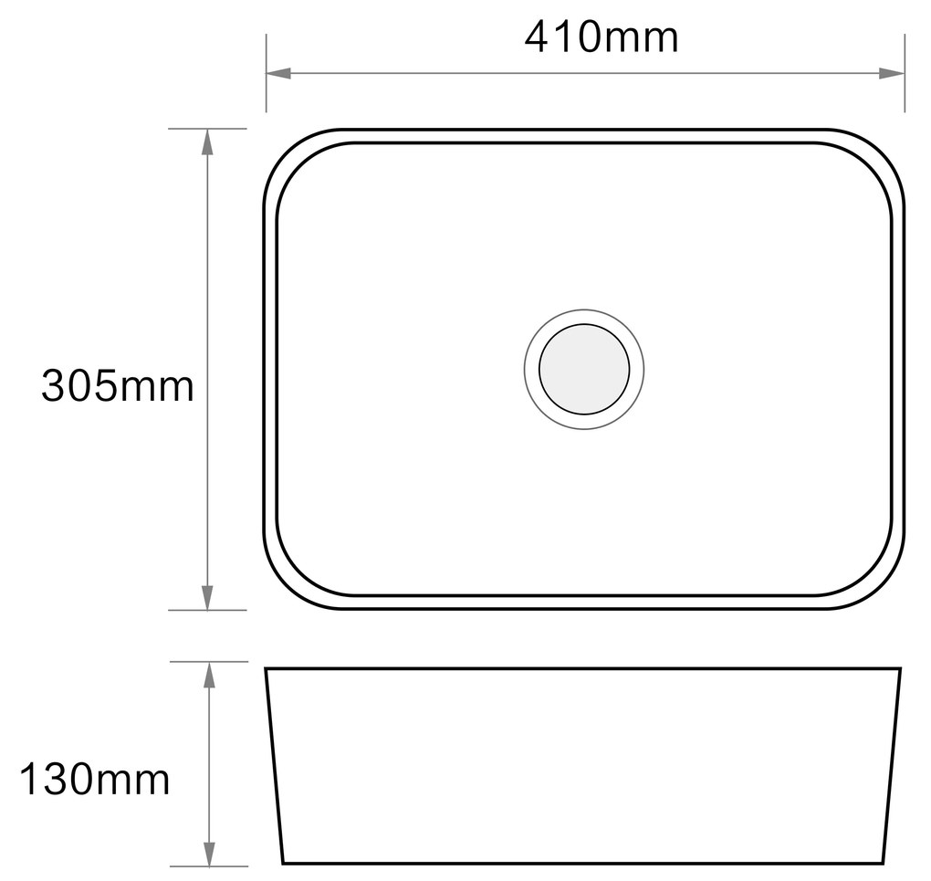 Erga Maisy, asztali mosogató 410x305x130 mm, fehér fényes, ERG-V03-9103A-WH