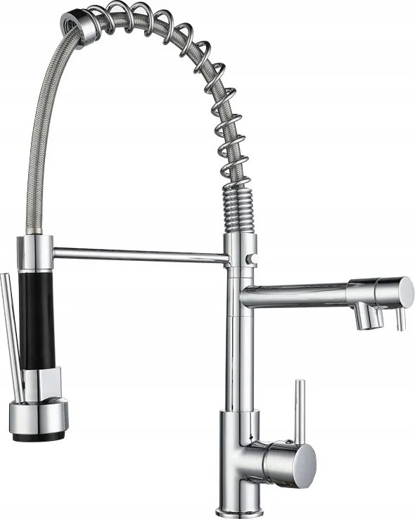Konyhai Csaptelep Mozgatható Kifolyócső Kétfejes Króm