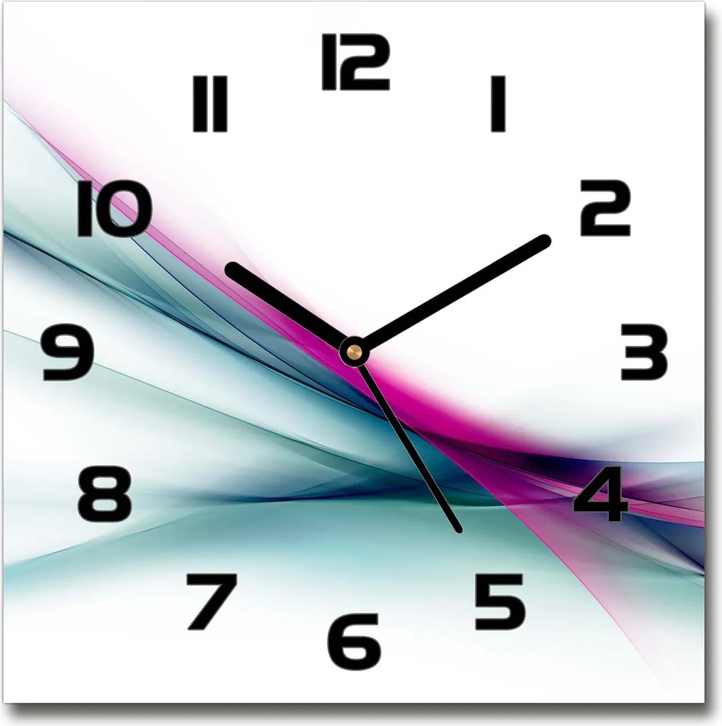 Négyzet alakú üveg falióra Absztrakt hullámok 30x30 cm