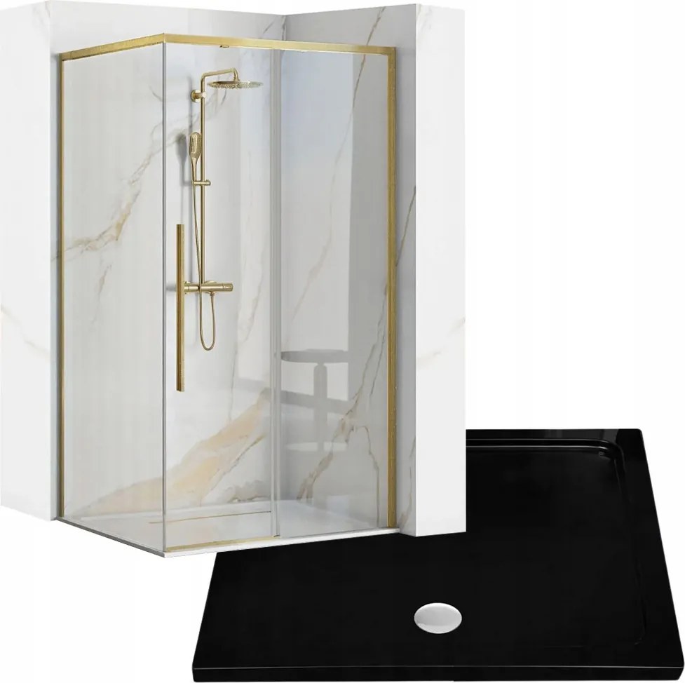 Rea Solar Brush Gold Kabin 100x80 Zuhanytálca Savoy Black