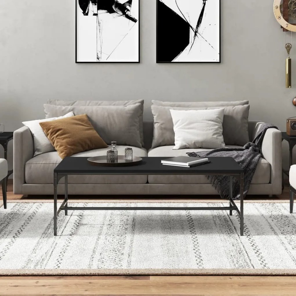 Fekete szerelt fa dohányzóasztal 100 x 50 x 35 cm