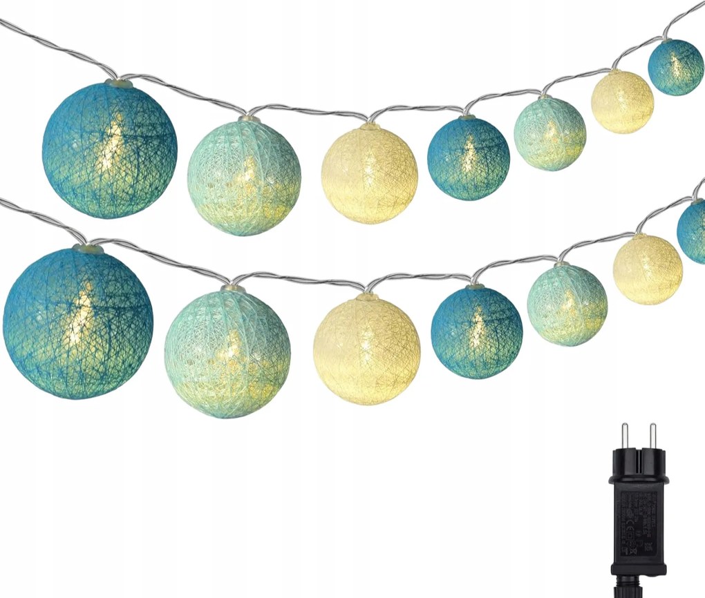 DeepDream Led Fénylánc Pamut Golyók 5m 20 Led Színes