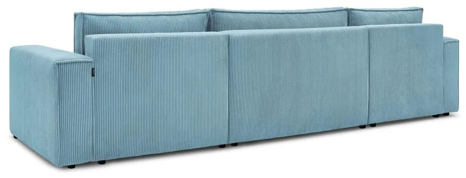 Mentazöld kordbársony kinyitható-tárolóhelyes (U alakú) sarokkanapé Nihad – Bobochic Paris