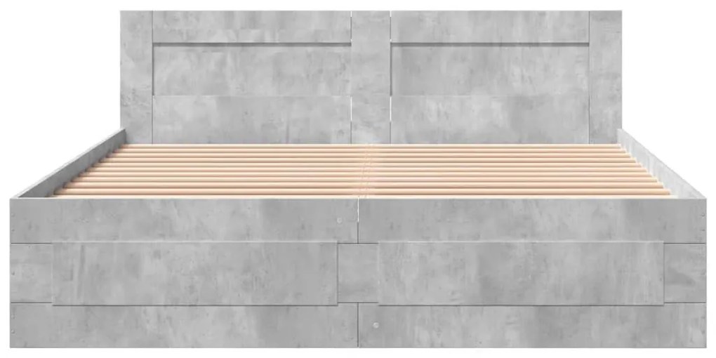 betonszürke szerelt fa ágykeret fejtámlával 160x200 cm