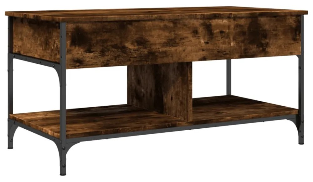 füstös tölgy szerelt fa és fém dohányzóasztal 100 x 50 x 50 cm
