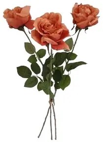 Művirág Rózsa narancs, 74 cm, 3 db, művirág