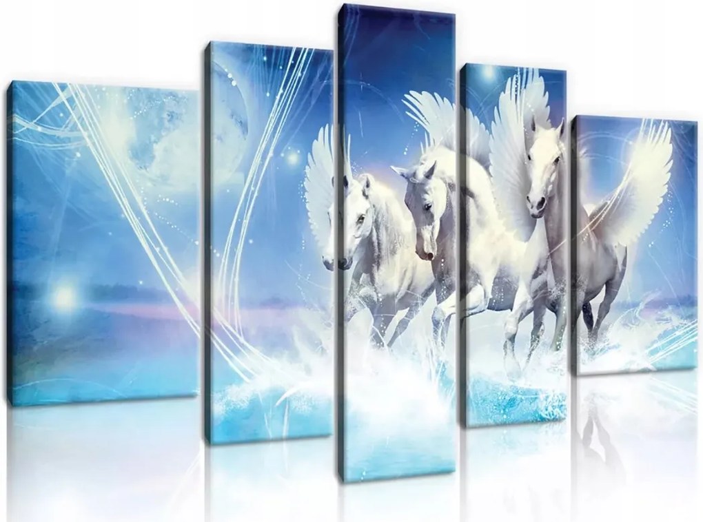 Vászonkép 170x100 moduláris lovak pegazus szárnyas lovak fantázia mágia égbolt