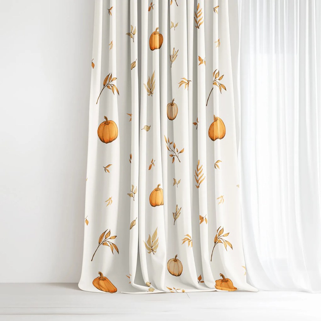 Goldea pamut drapéria - őszi tökök és levelek 280x150 cm